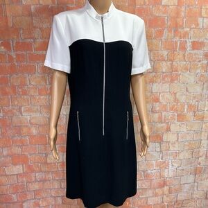 Liz Claiborne Vintage Sporty Casual Zip Front Colorblock Shift Dress
